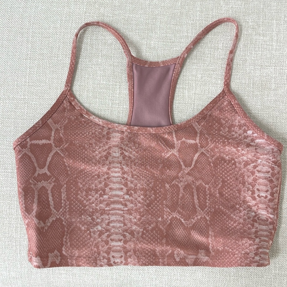 Koral Pink Snakeskin Pattern Sports Bra